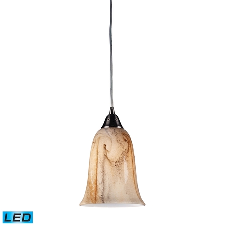 ELK LIGHTING Granite 1-Lght Mini Pndnt Satin Nckl w/Marbleized Amber Glass 31138/1-LED